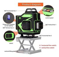 Niveau laser 3D vert 360° à 16 lignes, auto-nivelant, pour machines-outils, outils de construction et instruments de mesure