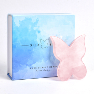 Vendita calda a forma di farfalla naturale quarzo <span class=keywords><strong>rosa</strong></span> Guasha strumento di massaggio Logo personalizzato di cristallo <span class=keywords><strong>rosa</strong></span> <span class=keywords><strong>giada</strong></span> cura della pelle Gua Sha <span class=keywords><strong>pietra</strong></span> - Product Image 1