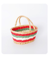 Gekleurde handgemaakte papieren touw gevlochten kleine mandjes, fruitmandjes, cadeau mandjes, promotionele mandjes, diverse opbergzakken, beddengoed