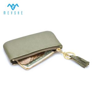 Haute qualité Vintage Euro Zip <span class=keywords><strong>porte</strong></span>-<span class=keywords><strong>monnaie</strong></span> sac à main vert en <span class=keywords><strong>cuir</strong></span> véritable Simple mais élégant pour une utilisation de souvenirs - Product Image 4