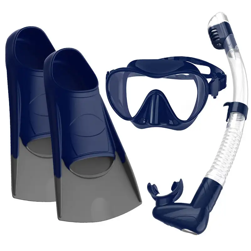 Açık su sporları silikon yüzme yüzgeçleri yüzme flipper ile dalış maskesi şnorkel maske seti