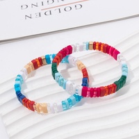 Bracelet extensible en perles acryliques colorées, fait main, arc-en-ciel, empilable, avec certificat REACH