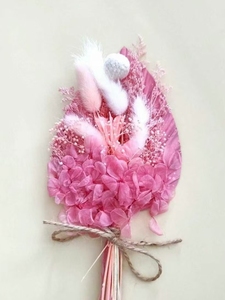 Decorazione per Torta con Fiori Secchi Rosa Boho, Pampas e Coda di Coniglio per Matrimoni Rustici, Baby Shower, Natale, Festa della Mamma - Product Image 2