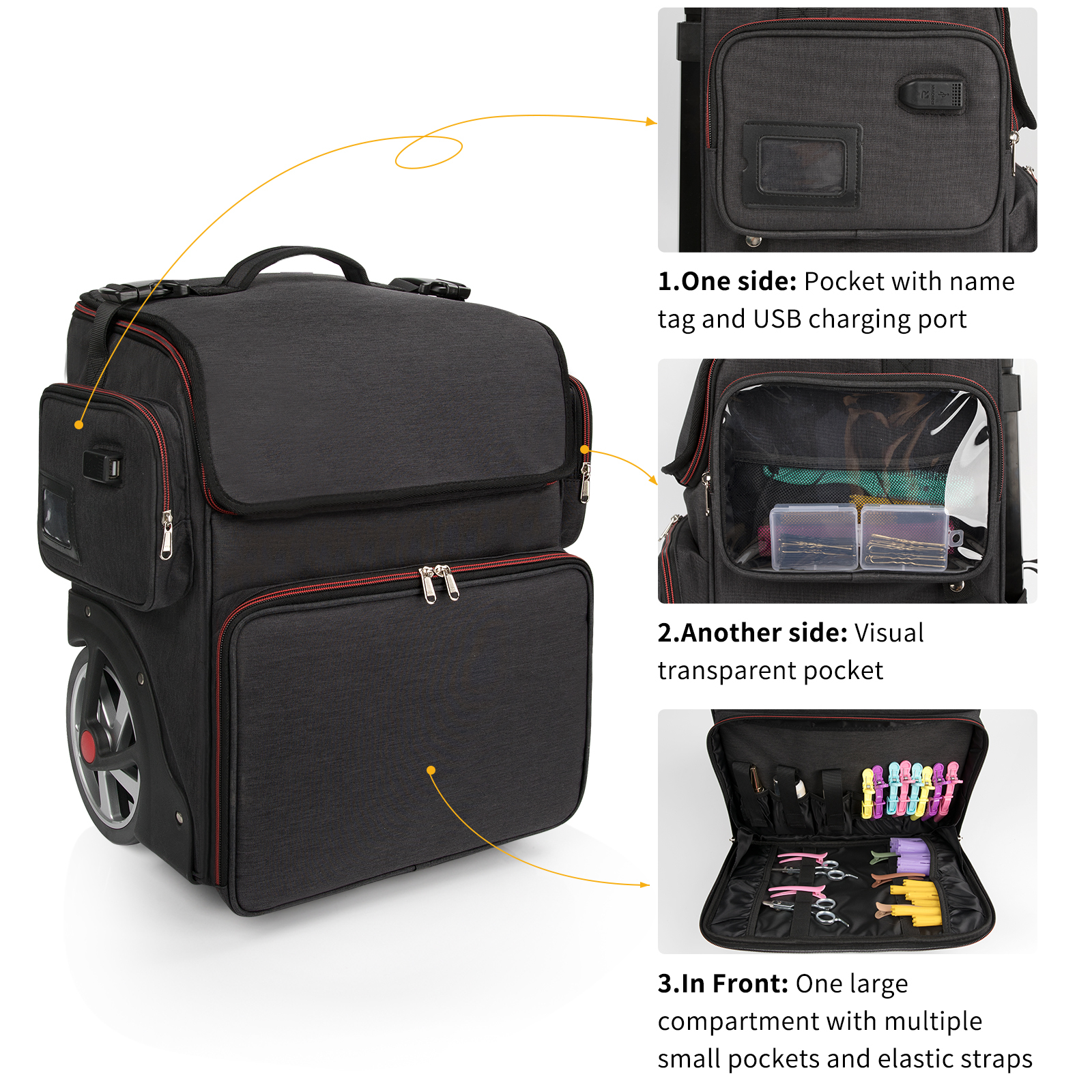 Friseurtasche Für Reisen – Styling-Werkzeugtasche Mit Vielen Fächern Für Friseure & Kosmetiker
