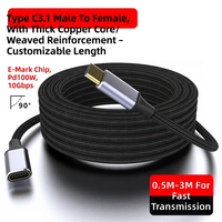 Câble d'extension USB-C mâle vers femelle 100W 16 broches Gen2 pour audio ou vidéo, chargement et transfert de données pour Phone 16 et Samsung