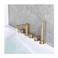 Cascade pont monté salle de bain baignoire douche robinet ensemble cinq trous baignoire douche mitigeur baignoire mélangeur