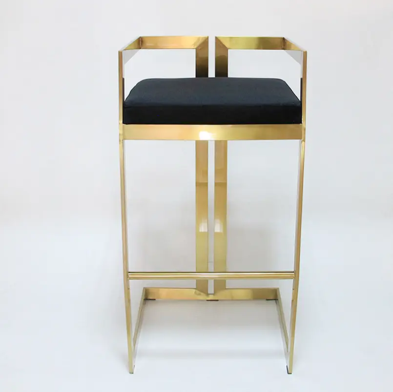 Silla de Bar, muebles altos nórdicos para mostrador, respaldo de terciopelo de Metal dorado, cocina de lujo, taburete alto moderno de cuero, sillas de Bar para mesa de Bar