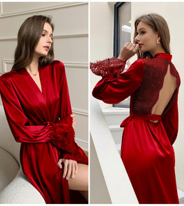 Nouvelle Collection 2026 : Pyjama de Luxe Femme Printemps-Été en Satin avec Dentelle, <span class=keywords><strong>Robe</strong></span> Élégante Française Dos Nu - Product Image 5