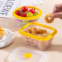 Vente en gros Ensemble de 4 pièces moderne transparent carré en silicone pour le stockage des aliments Emballage alimentaire pliable pour le déjeuner Bento