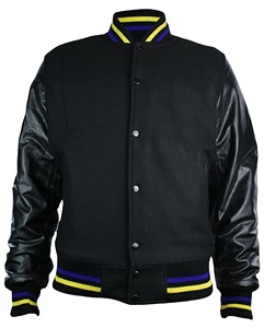 Veste en laine avec Cuir de vachette véritable/veste En Satin - Product Image 1