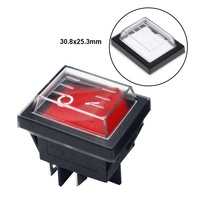 Imperméable rouge bouton 4 bornes à broches interrupteur à bascule avec couvercle en plastique/bouchon IP65 dans DPDT EXTÉRIEUR