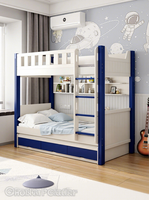 Lit superposé double en bois massif avec rangement, mêmes dimensions sur les deux niveaux, personnalisable pour petit appartement, avec fonction pliable