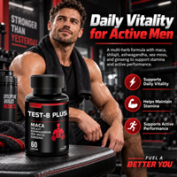 Capsules de vitalité masculine 60 unités avec Maca, Shilajit, Ashwagandha pour l'énergie et la résistance quotidiennes, complément alimentaire OEM&ODM