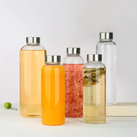 Bouteille d'eau en verre borosilicate à double paroi isolée JIANMEI moderne, sans BPA, 500 ml/1000 ml, bouchon en acier inoxydable anti-fuite
