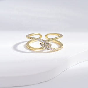 Bague personnalisée en argent sterling 925 pour femme, style hip-hop, délicate, empilable, avec croix en zircon, plaquée or 14k 18k, collection 2026 - Product Image 2