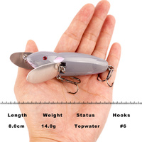 Leurre de surface Ybo-ABS Popper pour la pêche au bar, au brochet, au musky, au saumon, à la carpe et à la perche - Leurre dur à grincement pour la pêche en rivière, en lac, en mer et en bateau