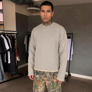 Kustom 100% katun Hem mentah kaus pria lengan panjang terpotong tepi potongan Hommes kaus kosong kasual polos produsen kaus - Product Image 5