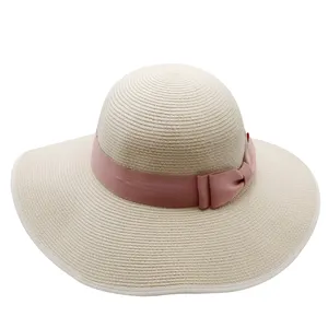 Sweet Edge Sunshade Beach Sombrero de vaquero Sombreros de paja transpirables Verano Pequeña flor fresca Sombrero de paja