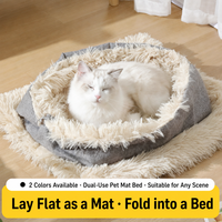 Tapis de lit 2-en-1 pour chats et chiens, matelas long en peluche pour chat, coussin chaud pour animaux de compagnie pour l'automne et l'hiver