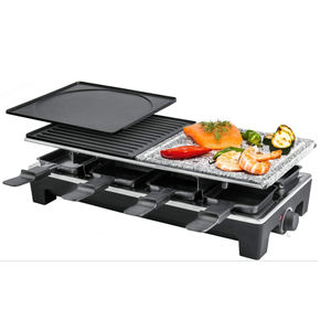Grill à <span class=keywords><strong>raclette</strong></span> portable d'intérieur à 2 niveaux avec poignées <span class=keywords><strong>en</strong></span> <span class=keywords><strong>bois</strong></span>, barbecue électrique à <span class=keywords><strong>raclette</strong></span> pour 8 personnes - Product Image 4
