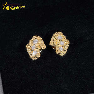 Boucles <span class=keywords><strong>d</strong></span>'oreilles Hip Hop pour hommes à prix abordable, prêtes à être expédiées, testées au <span class=keywords><strong>diamant</strong></span>, en argent 925 plaqué or, avec diamants Moissanite VVS - Product Image 4