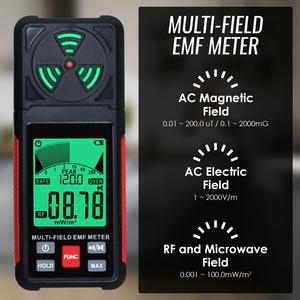เครื่องตรวจจับสนามแม่เหล็กไฟฟ้าคุณภาพสูงแบบดิจิตอล ฟังก์ชั่นเก็บข้อมูลการตรวจจับ EF RF MF เครื่องวัด EMF 3 แกน สำหรับบ้าน โรงเรียน สำนักงาน - Product Image 3