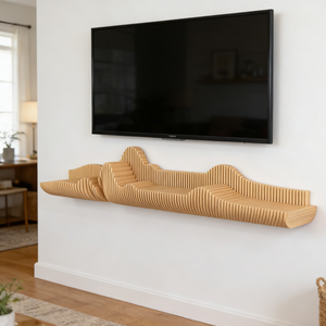 Étagère murale en bois ML-WD039, design minimaliste pour le salon, zone TV, rangement et présentation - Product Image 2