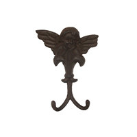 Crochet mural double en fonte motif ange ailé, style moderne et traditionnel, pour intérieur de complexe hôtelier, artisanat métallique résistant aux intempéries, 0,5 kg, toutes saisons, vente en gros directe usine