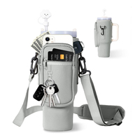 Sac de transport de bouteille d'eau avec poche pour téléphone pour 40 30 oz Tumbler pochette porte-bouteille en néoprène avec sangle réglable