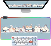 Anime Blue RGB Tapis de souris de jeu avec lumière LED Grand tapis de bureau Base antidérapante Cute Animal Cats Tapis d'ordinateur et d'ordinateur en stock