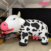 Modèle de vache gonflable personnalisé de 2,5 m, décoration géante d'animal de ferme de dessin animé pour événements en plein air