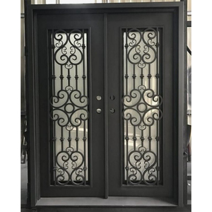 Porte d'entrée en ferronnerie, porte vitrée en ferronnerie de cour de villa, ferronnerie de jardin de style européen, portes et fenêtres en ferronnerie simples - Product Image 1
