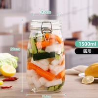 Kimchi botol berbagai macam dapur rumah tangga kaca transparan kapasitas besar disegel dengan tutup guci bunga daun teh