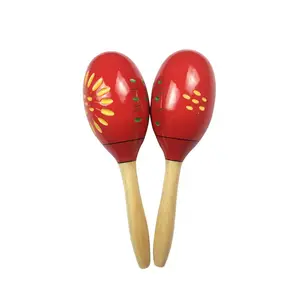 Maracas Shakers Orff alat musik pengocok kayu pengocok bunga matahari untuk pesta, permainan.