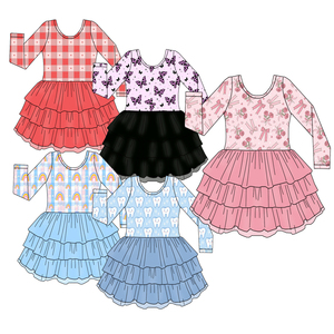 Abito Estivo di Alta Qualità per Bambine con Motivi Floreali, Maniche Lunghe, Morbido Pizzo a Tre Strati, Vestito in Tulle per Bambine - Product Image 1