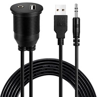 Câble d'extension USB Aux RCA encastrable pour tableau de bord de voiture, adaptateur audio-vidéo pour véhicule, marine, camping-car