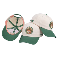 Casquette de baseball d'extérieur en coton bicolore crème et vert, motif renard sauvage et libre, pour le camping, la randonnée et les loisirs