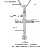 Collier chaîne en corde avec pendentif croix en alliage et strass, couleur dorée, en stock, vente en gros, bijoux tendance