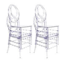 Chaises Chiavari Phoenix empilables en résine transparente et durable pour événements de mariage en plein air