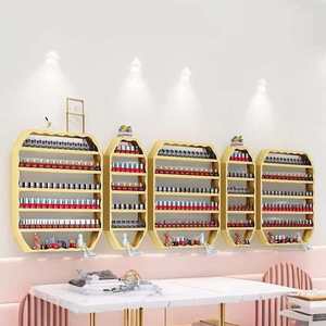 Estante de Pared para Salón de Uñas, Estante de Almacenamiento de Esmalte de Uñas de Hierro Colgante de Pared, Estante de Exhibición de Esmalte de Uñas Dorado - Product Image 1