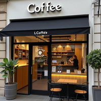 Meubles de présentation modernes personnalisés pour magasin de thé au lait, comptoir de bar en bois avec éclairage LED pour aménagement de boutique