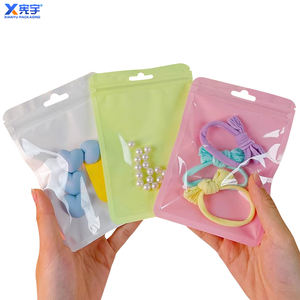 Sacs à fermeture éclair colorés Macaron Mylar avec fenêtre transparente anti-odeur pochettes en plastique Euro trou pour aliments pour animaux de compagnie et colliers - Product Image 1