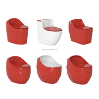 Vente en gros de cuvette de toilette occidentale moderne siphonique commode de salle de bain toilette couleur orange mat brillant rond en forme d'oeuf toilette une pièce
