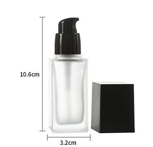 Botella Cuadrada de Vidrio Esmerilado para Emulsión y Base de Maquillaje, Botella con Pulverizador a Presión, Perfume Transparente al por Mayor - Product Image 3