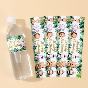 Autocollants pour bouteilles d'eau avec animaux de la jungle, étiquettes <span class=keywords><strong>joyeux</strong></span> <span class=keywords><strong>anniversaire</strong></span> pour enfants, décorations de fête Safari, 10/20 pièces - Product Image 4