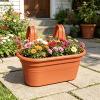 Pots à fleurs à double crochet pour extérieur, jardin, patio, clôture, balcon