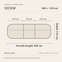 Maßgefertigtes Modernes Minimalistisches 3-Sitzer-Sofa 340cm Weicher Alpha-Kaschmir-Stoff Modulares Sofa für Villa Apartment Wohnzimmer