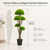 Cyprès artificiel à 5 canopies, style bonsaï, en PE, avec tronc en bois, feuillage vert vif et fin, en pot, pour décoration intérieure