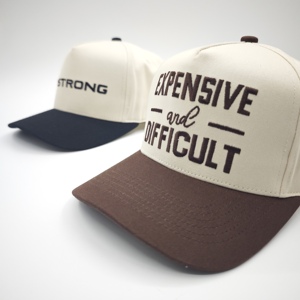 Custom Logo Embroidered Oxford Dobby Curved Brim a Frame Sport 5 Panel Two Tone Baseball <b>Hat</b> - Product Image 2