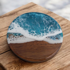 Aimant de réfrigérateur personnalisé en résine et bois, gravé, motif vague marine, fait main, souvenir de <span class=keywords><strong>vacances</strong></span> à la plage, cadeau de mariage - Product Image 3